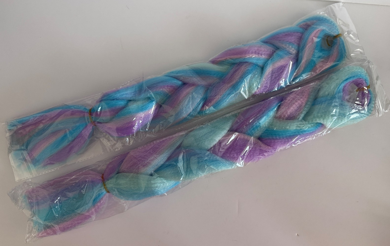 Lot of 2 Rainbow Braiding Hair Multi Color Purple Blue Pastel Hair 22 inch
