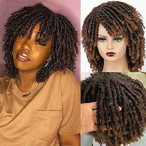 Dreadlock Braided Wig Crochet Twist Brown Wigs for Black Women with 20pcs beads