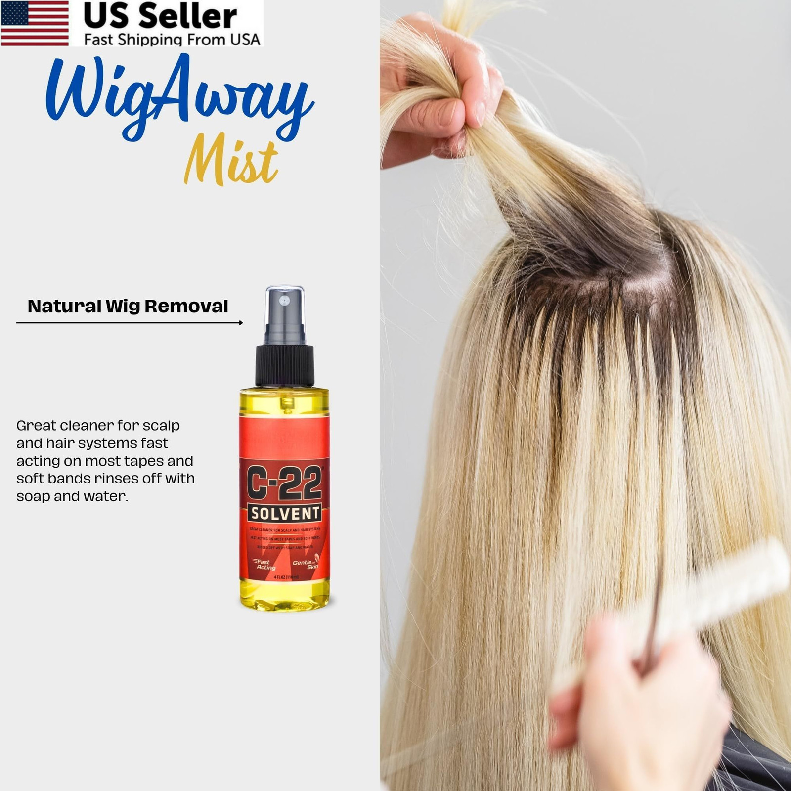 WaLKER TaPE C22 Solvent Spray Adhesive Remover, Tape in Hair 12 Fl Oz, Clear
