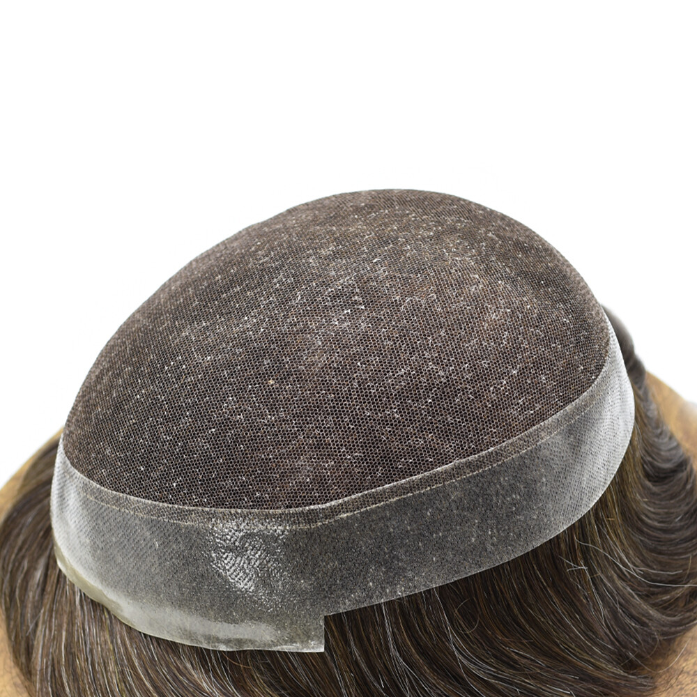USMens Toupee French Lace Hairpiece Poly Pu Skin Around Hair System(Customized)