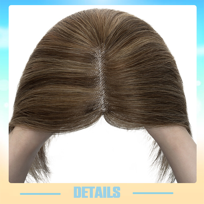 Clip In Hair Topper 100% Real Human Hair Piece Toupee Extensions Full Lace Base