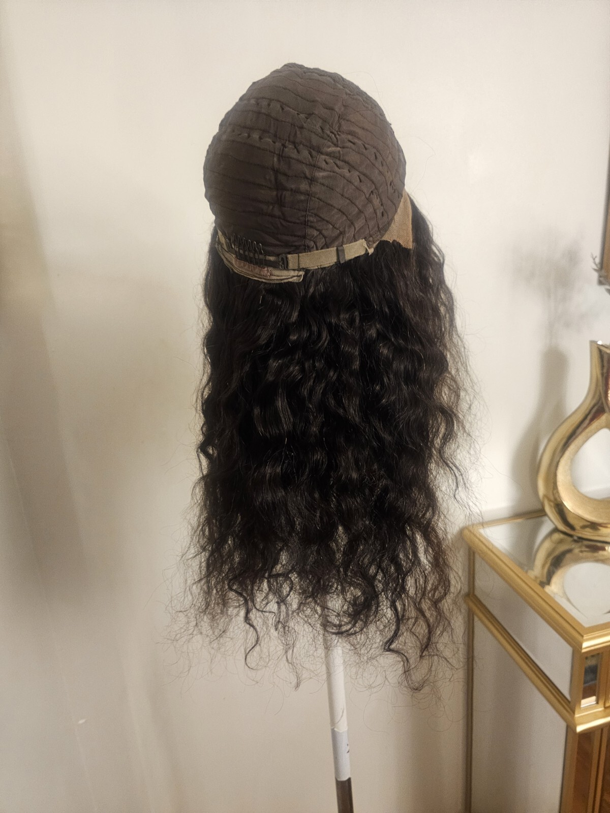 High Quality regular Top Black 24″ Water Wave 150% Virgin Human Hair Lace Wig