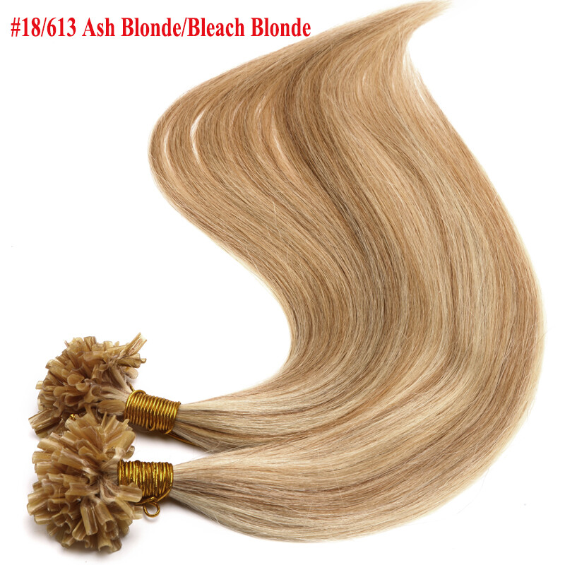 100G Pre Bonded Nail U-Tip Keratin 100% Real Human Hair Extensions 200S 16″-24″