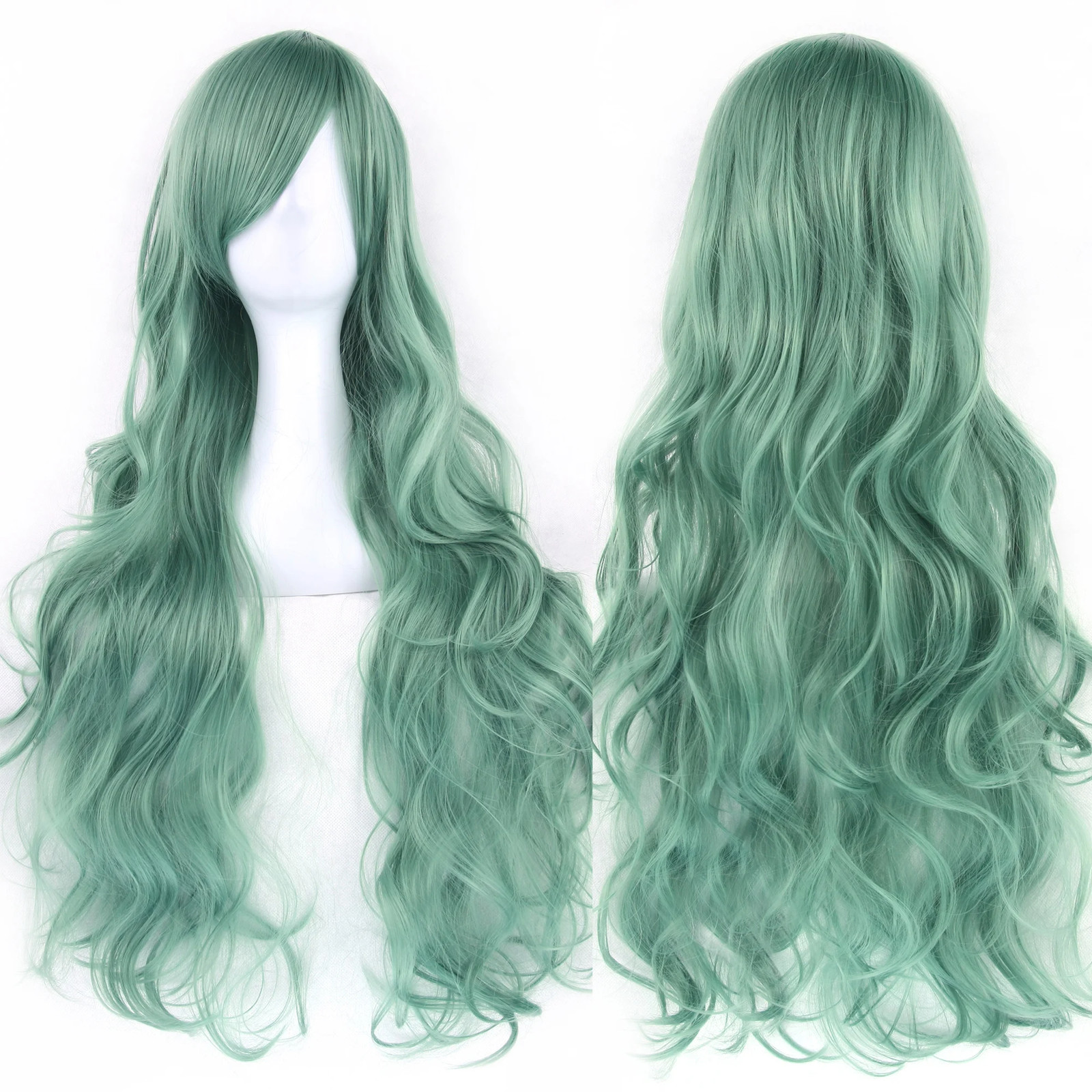 Soowee Curly Long Synthetic Green Wig Pink Black Party Cosplay Wigs Women