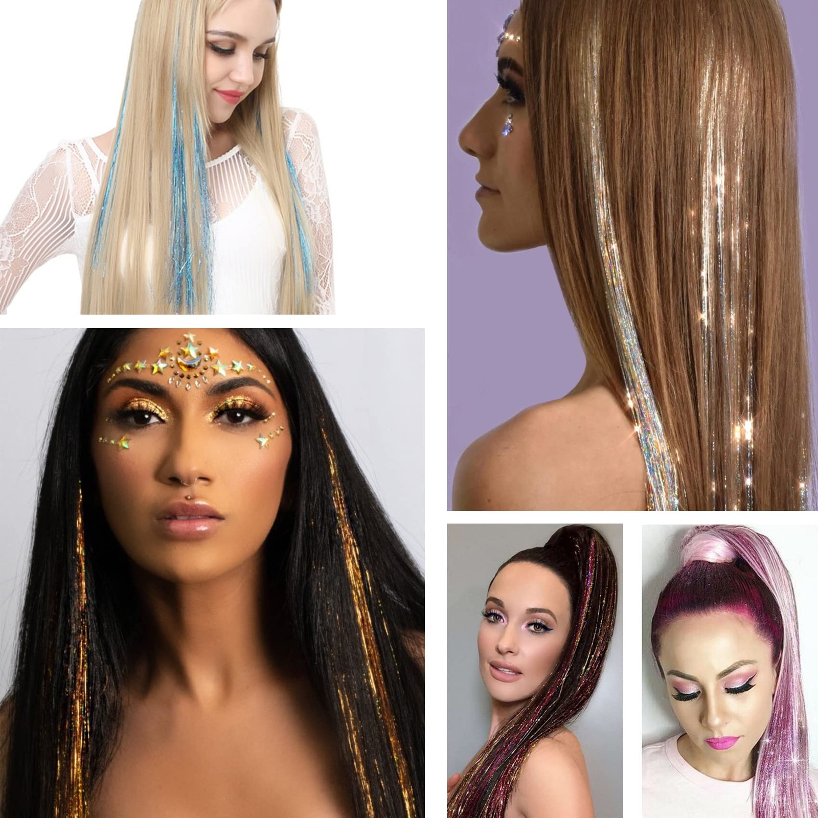 Hair Tinsel Kit, 18 Colors 48 Inches, Fairy 18 colors kit