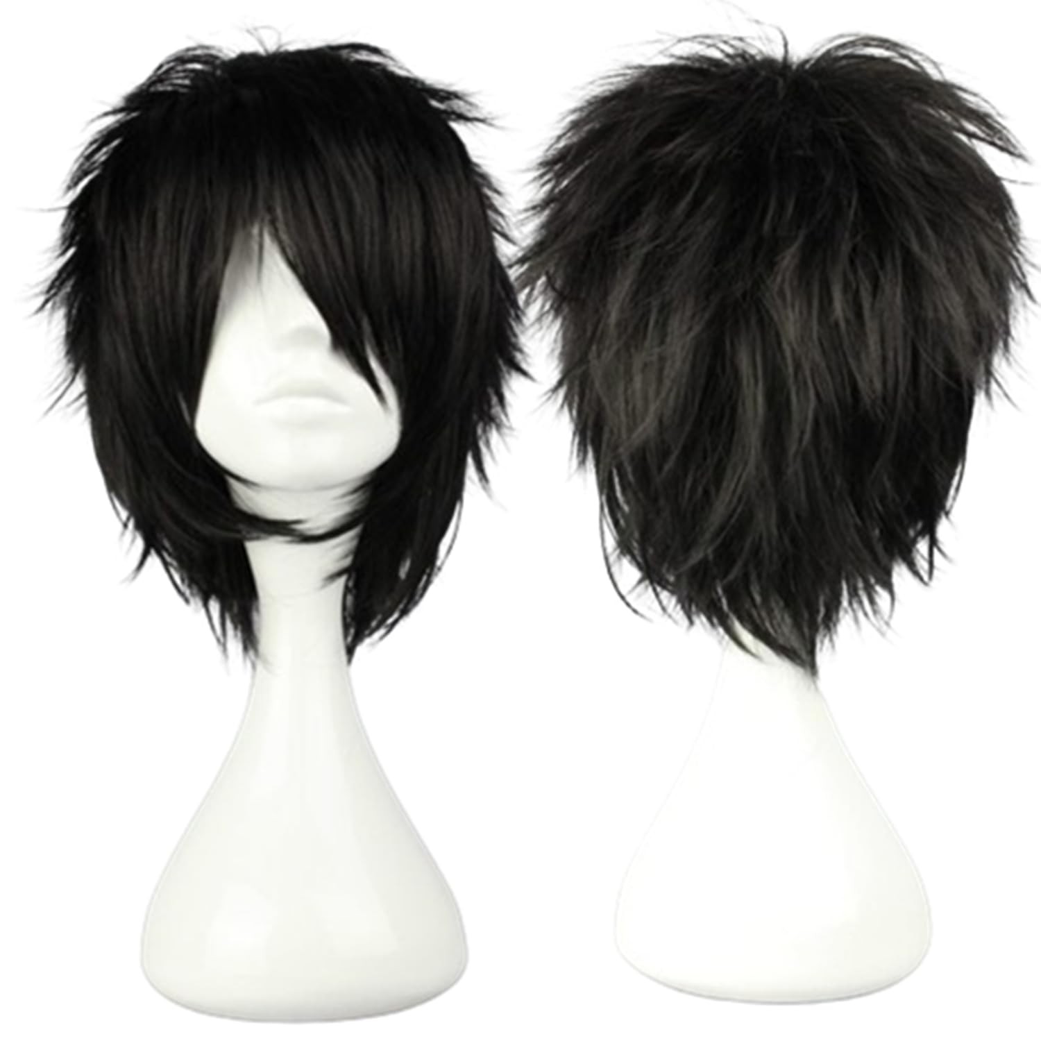 COSPLAZA Cosplay Wig Short Spiky Black Heat Resistant Synthetic Hair