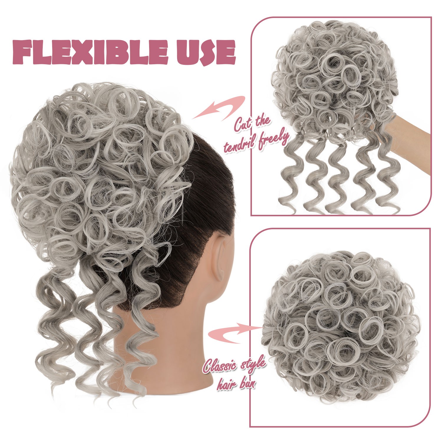 Fluffy Curly Messy Bun Hair Piece Updo Drawstring Hair Extensions Real as Human