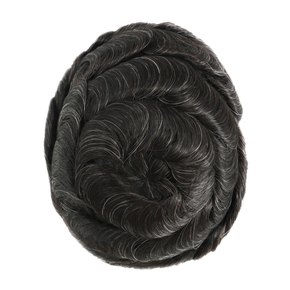 Mens Toupee Human Hair Systems Fine Mono Colored Hair Pieces 8X10 #1B US Seller