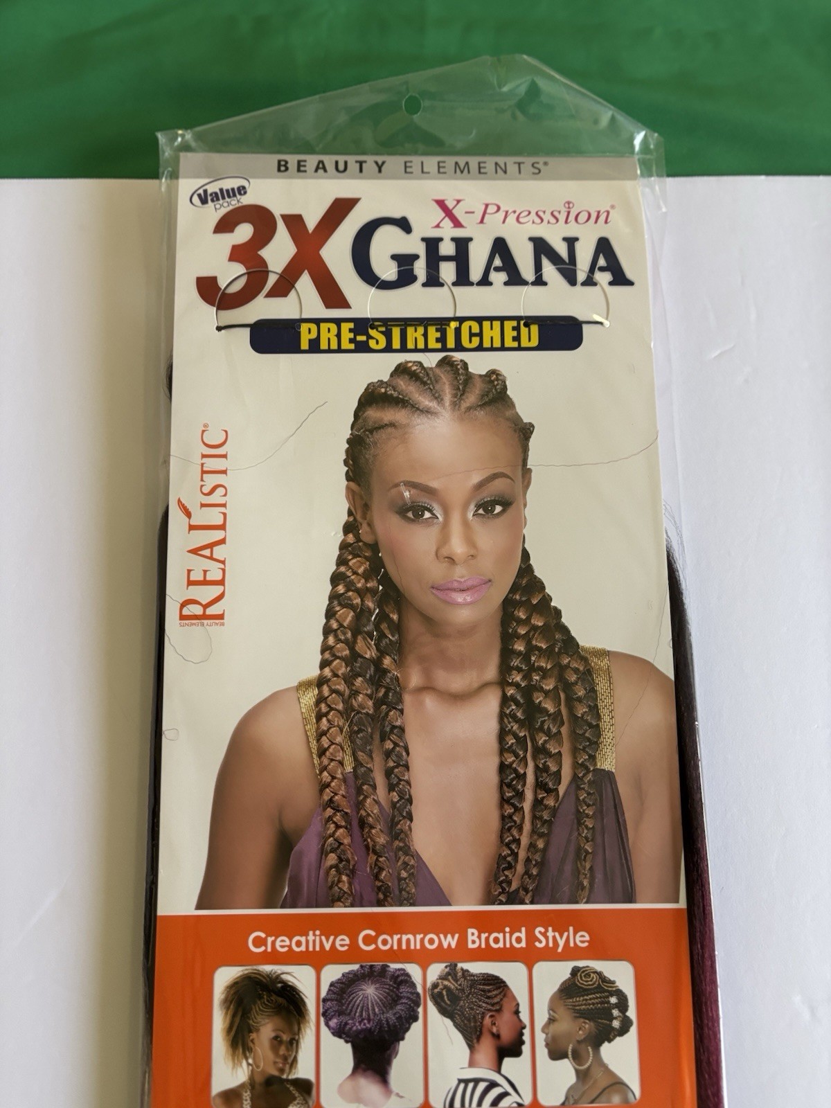 Realistic 50” 3X GHANA PRE STRETCHED 100% Kanekalon – Color T1BBG Brand New