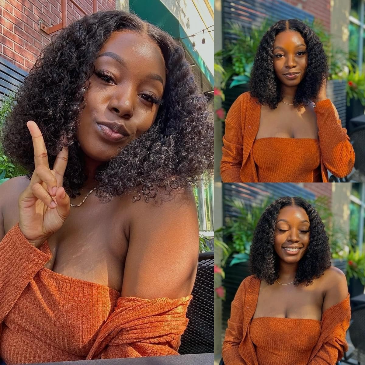 Curly Bob Wig Human Hair Water Wave 4×4 Lace Closure Glueless Wear and Go Bob…