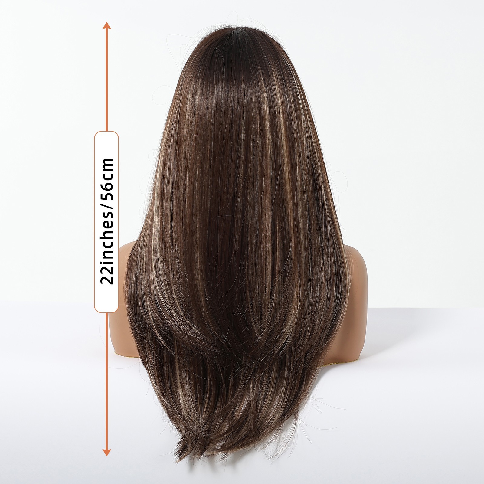 Dress Up Wig With Fringe Mixed Brown blonde Long Straight Synthetic Hair