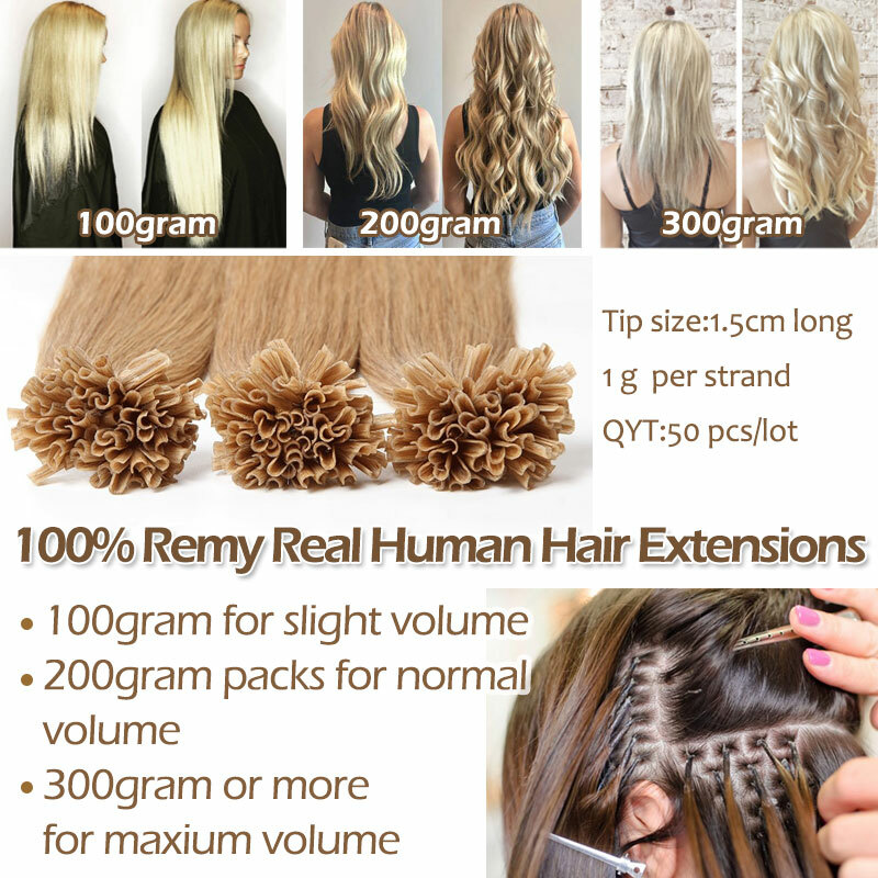 Nail U Tip Pre Bonded 100% Human Remy Hair Extensions 200strands Thick Highlight