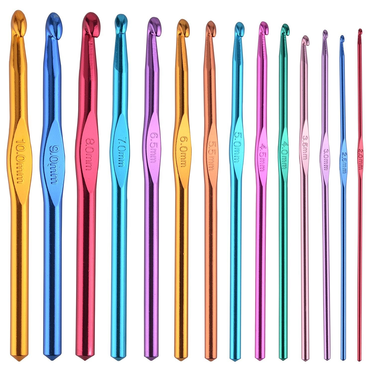 BCMRUN 14 pcs Multicolor Aluminum Crochet [‘Multi color (random color)’]