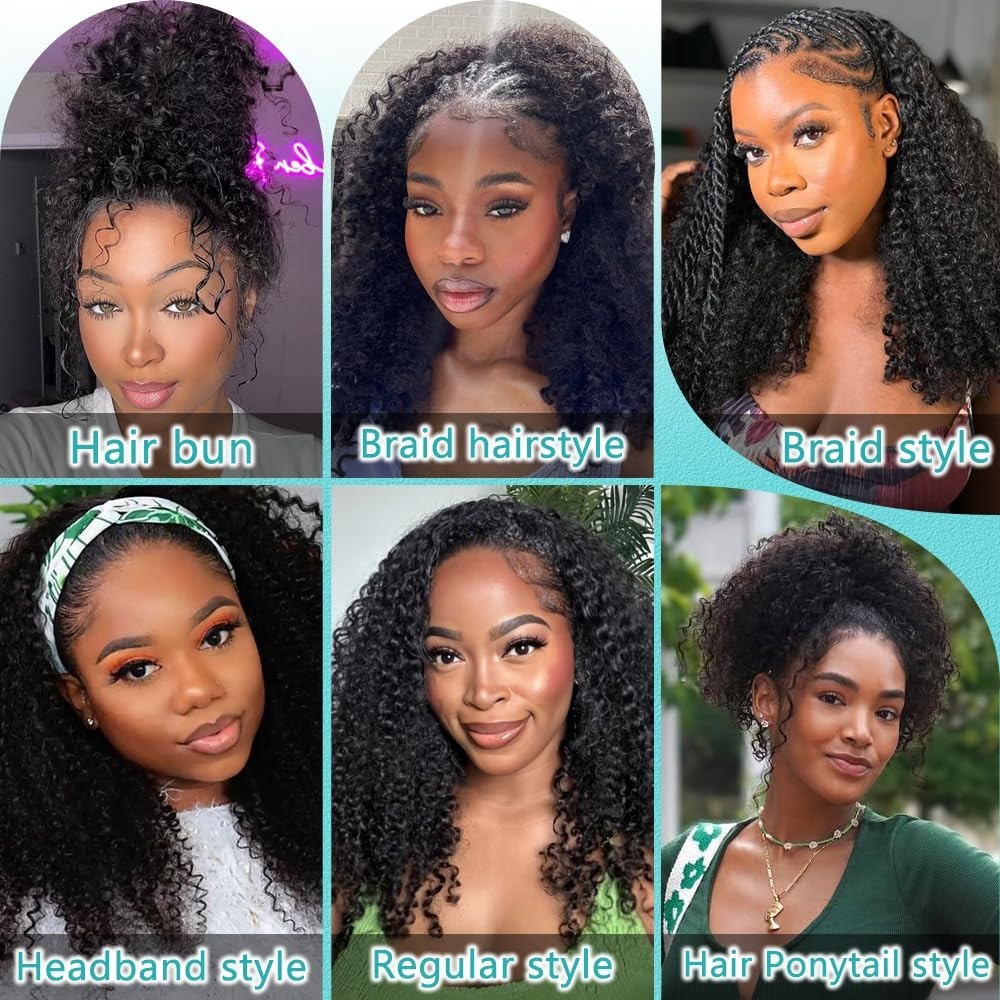 Kinky Curly Half Wig 200% Density 20″ Glueless Seamless Flip Wig for Black Women