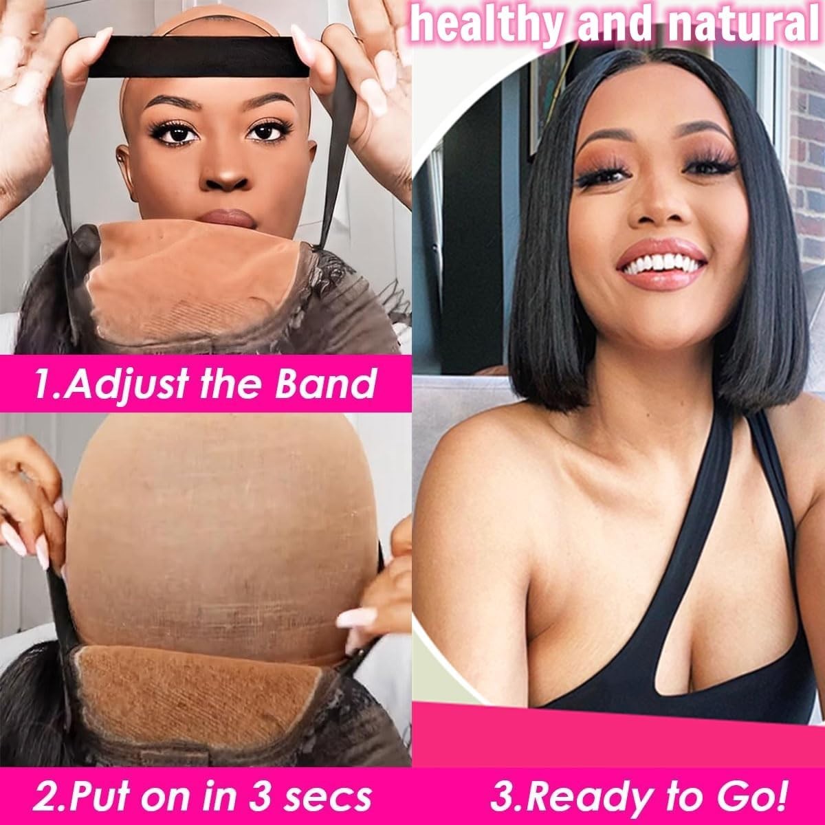 Wear and Go Glueless BobWig Human Hair Pre Plucked Pre Cut 4×4 Lace Wig Straight
