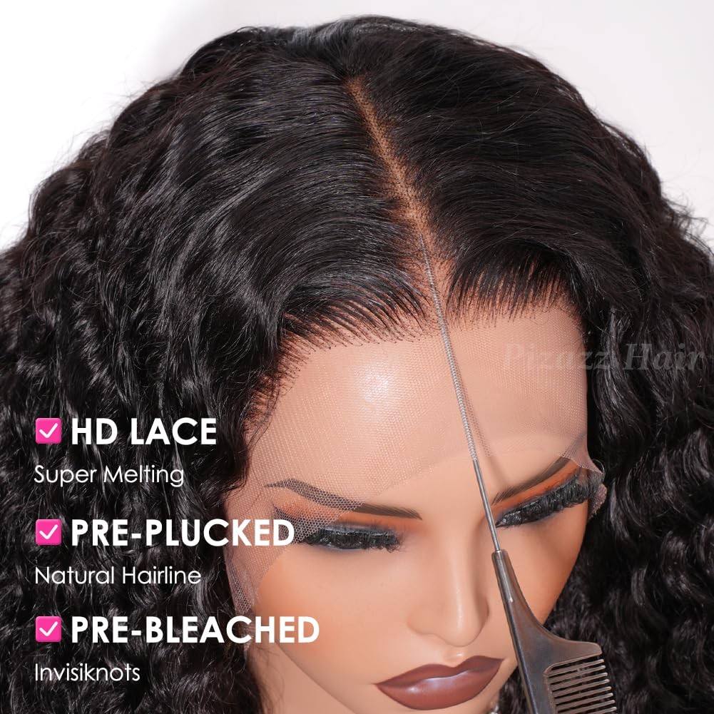 13×4 HD Transparent Lace Front Wigs Human Hair Pre plucked Bleached Knots wit…