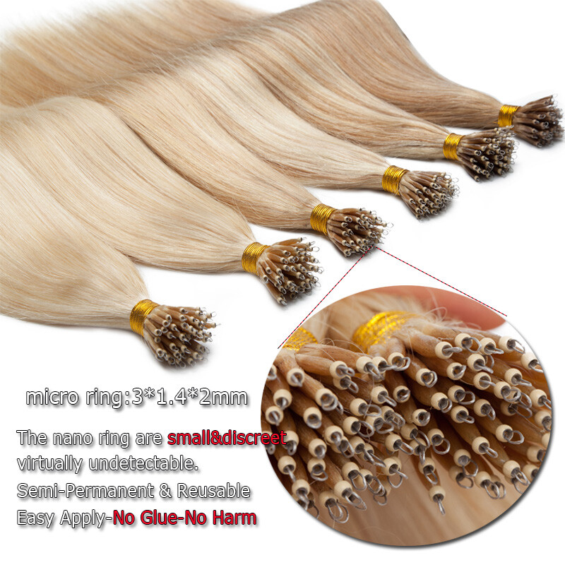 AAA+ Hair Extensions Nano Ring Beads Tip Remy Human Hair Micro Loop 1G THICK 50S