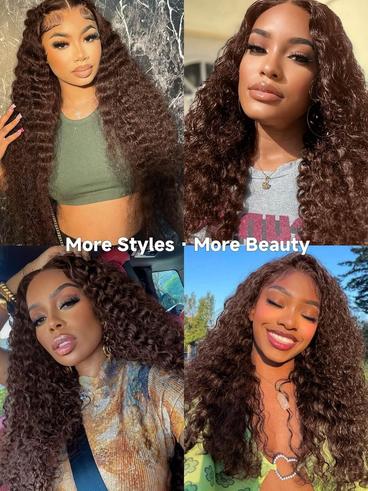 22in Chocolate Brown Deep Wave Glueless Human Hair Wig – 5×5 HD Lace Closure, 20
