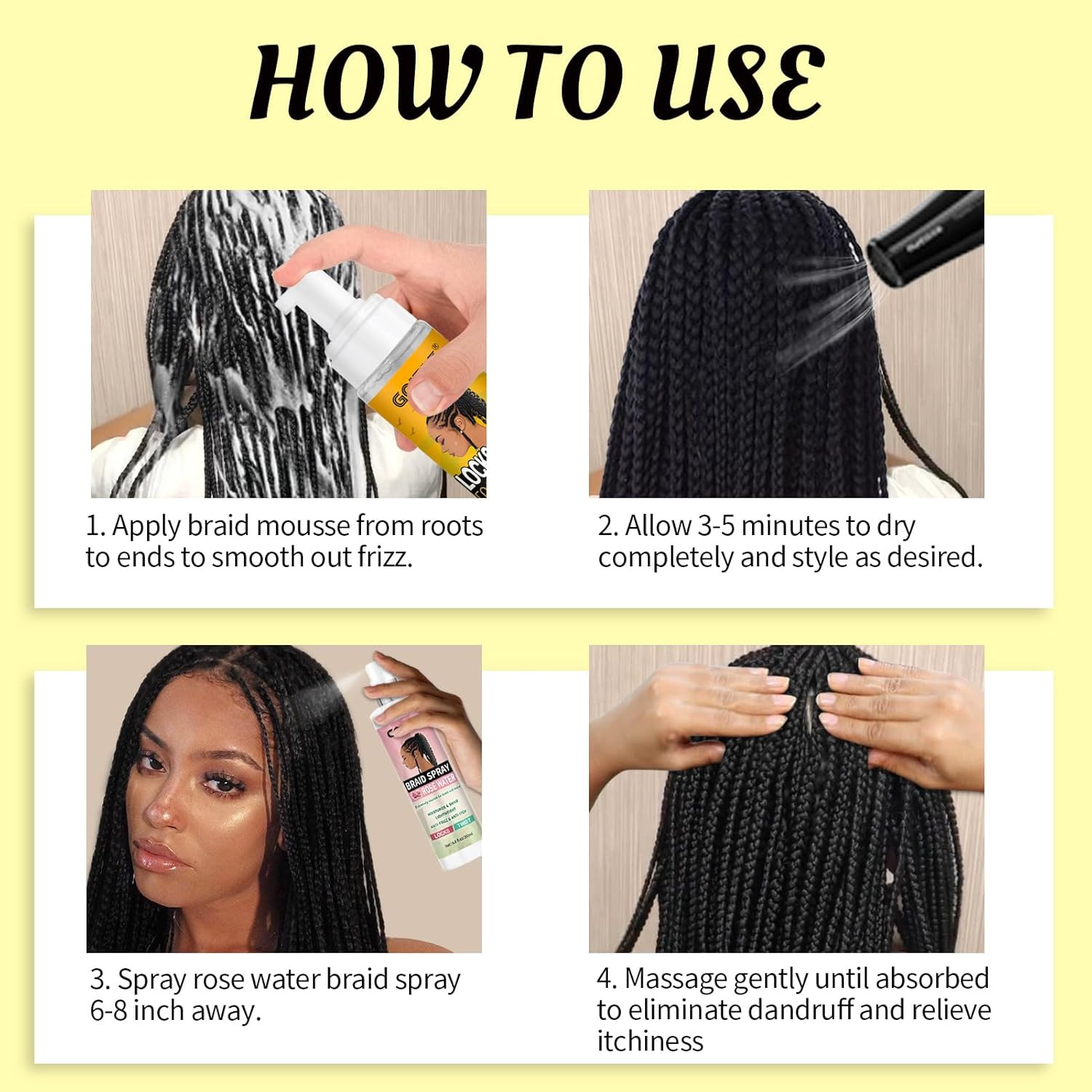Braid Foam Control Mousse Hair Braiding Mousse for Twist, Locs, Braids Lightweig
