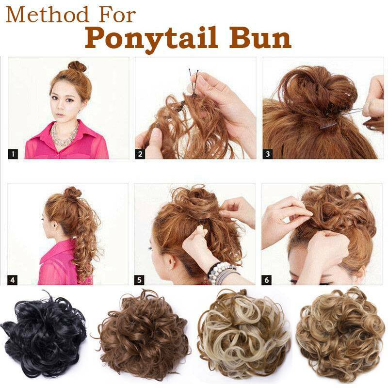 LARGE Curly Updo Messy Bun Hair Piece Scrunchie Real Long Wrap on Hair Extension