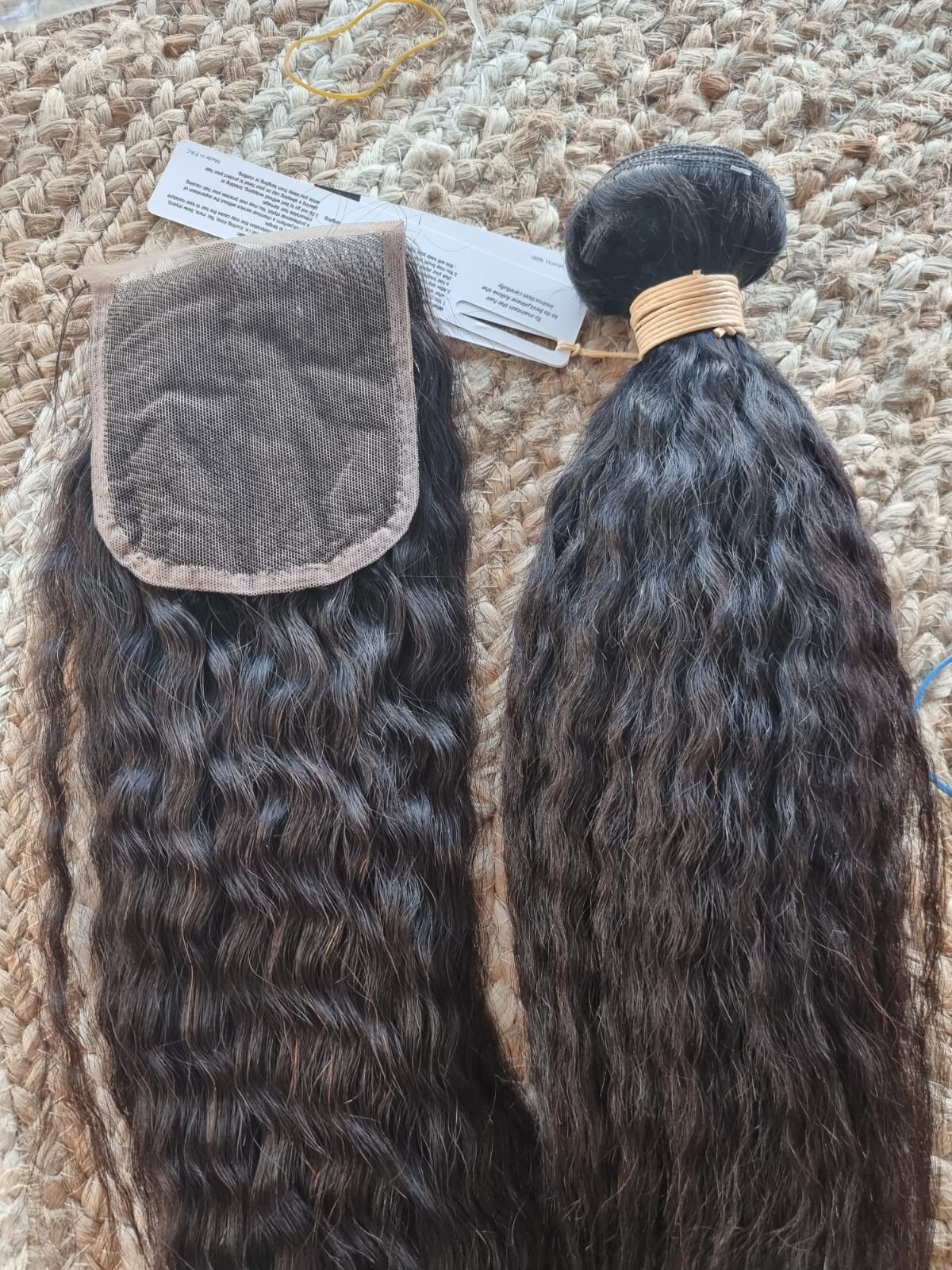 12A RAW INDIAN TEMPLE VIRGIN DONOR HAIR NATURAL WAVE 12+12INCH LACE CLOSURE 140g