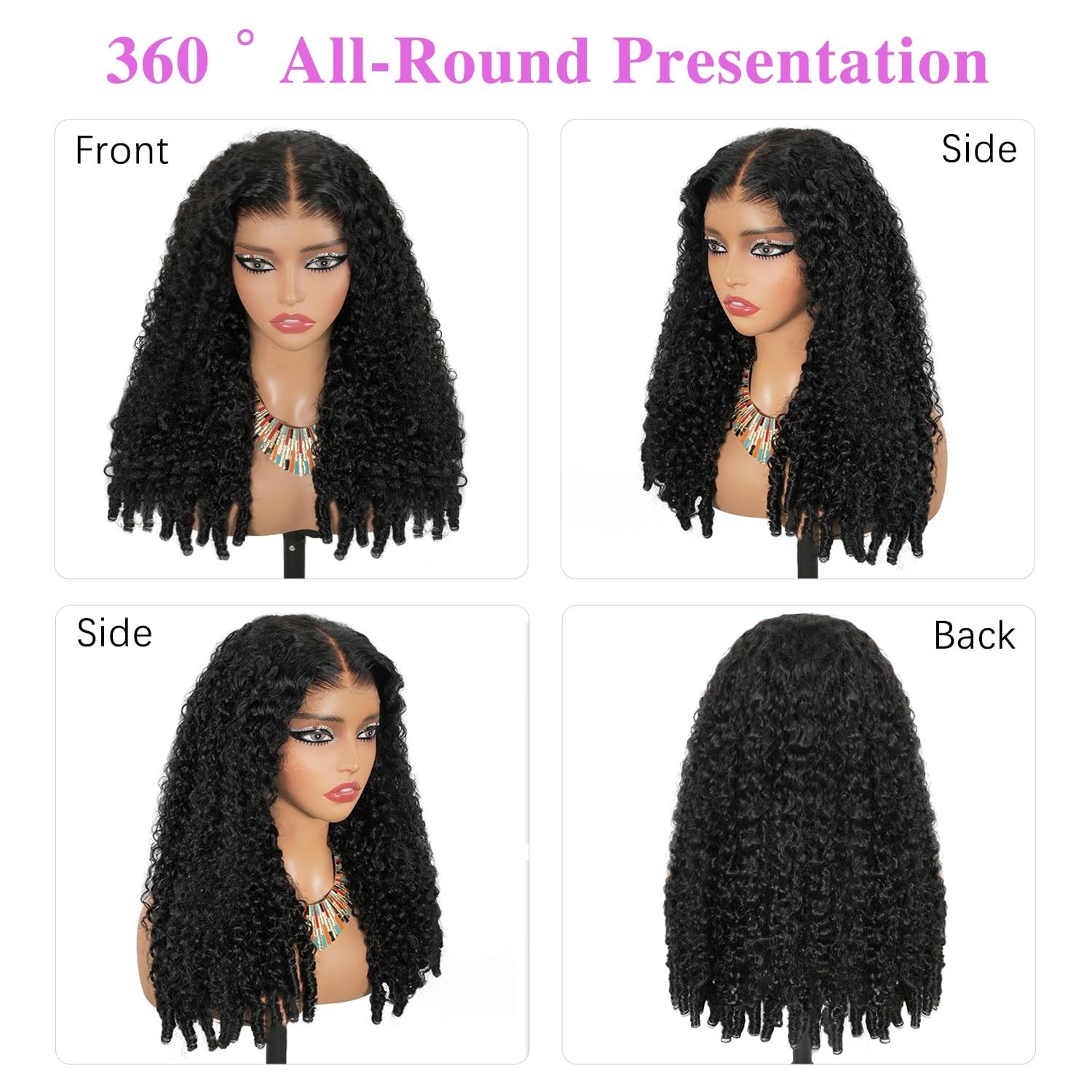 16 Inch 7×6 Curly Glueless Human Hair Wig, Pre-Plucked, 250% Density, HD Lace