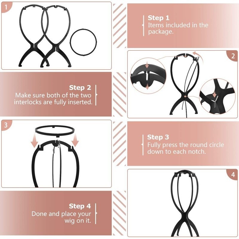 Wig Stand Holder Lightweight Portable Collapsible Plastic Wig Display Air Drying