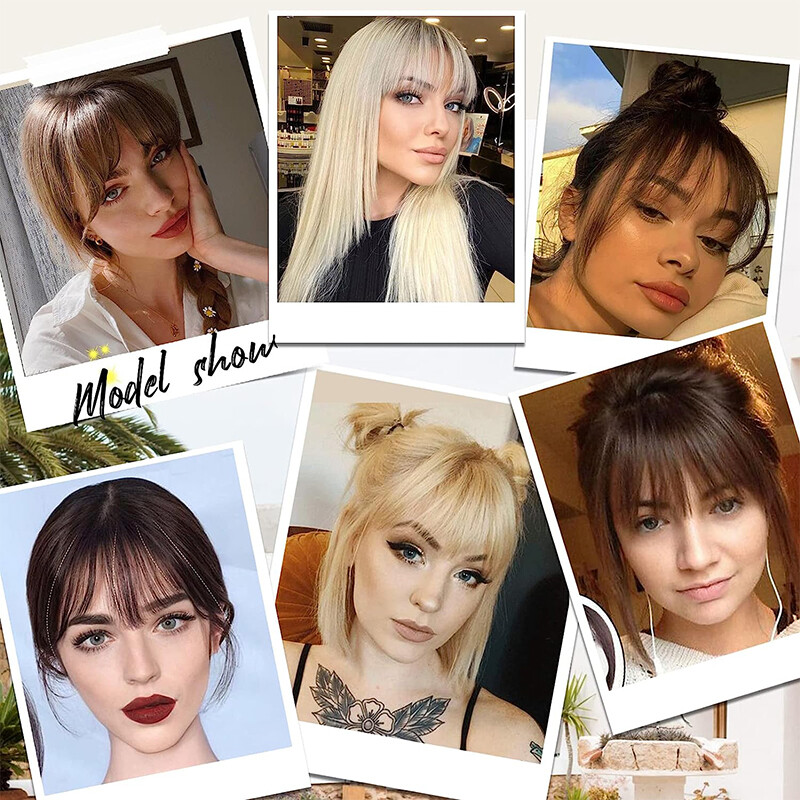 French Fringe Bangs Front Forehead Hairpiece Clip in Hair Extensions As Human