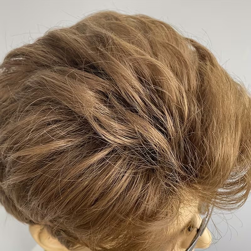 Men Wig Brown Layered Short Beanie Hairpiece Universal Male Cosplay Glueless Wig