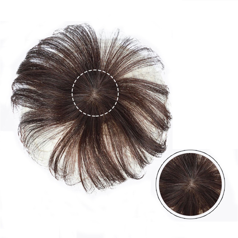 100% Real Human Hair Clip in Short Thin Hair For Men Hair Bangs Replacement