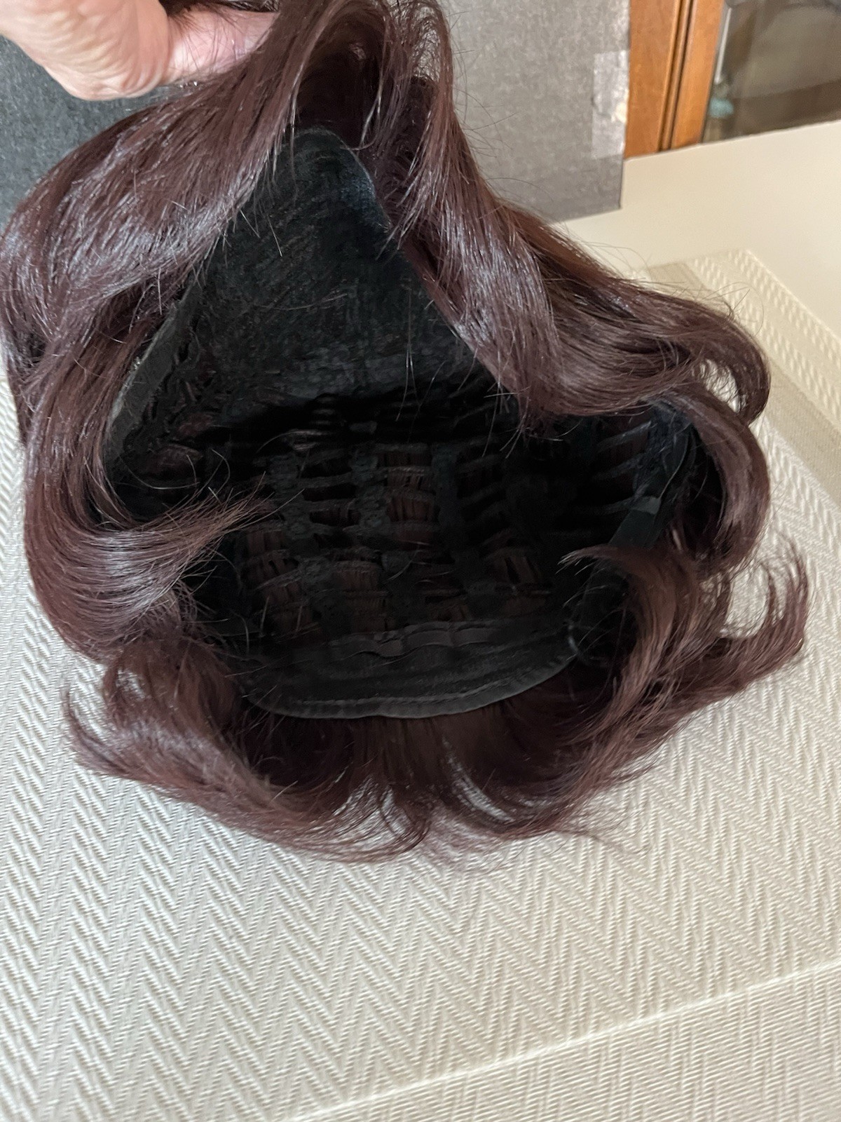 Short Straight Bob Synthetic Wig Dark Brown/Auburn Classic Cap One Size Women