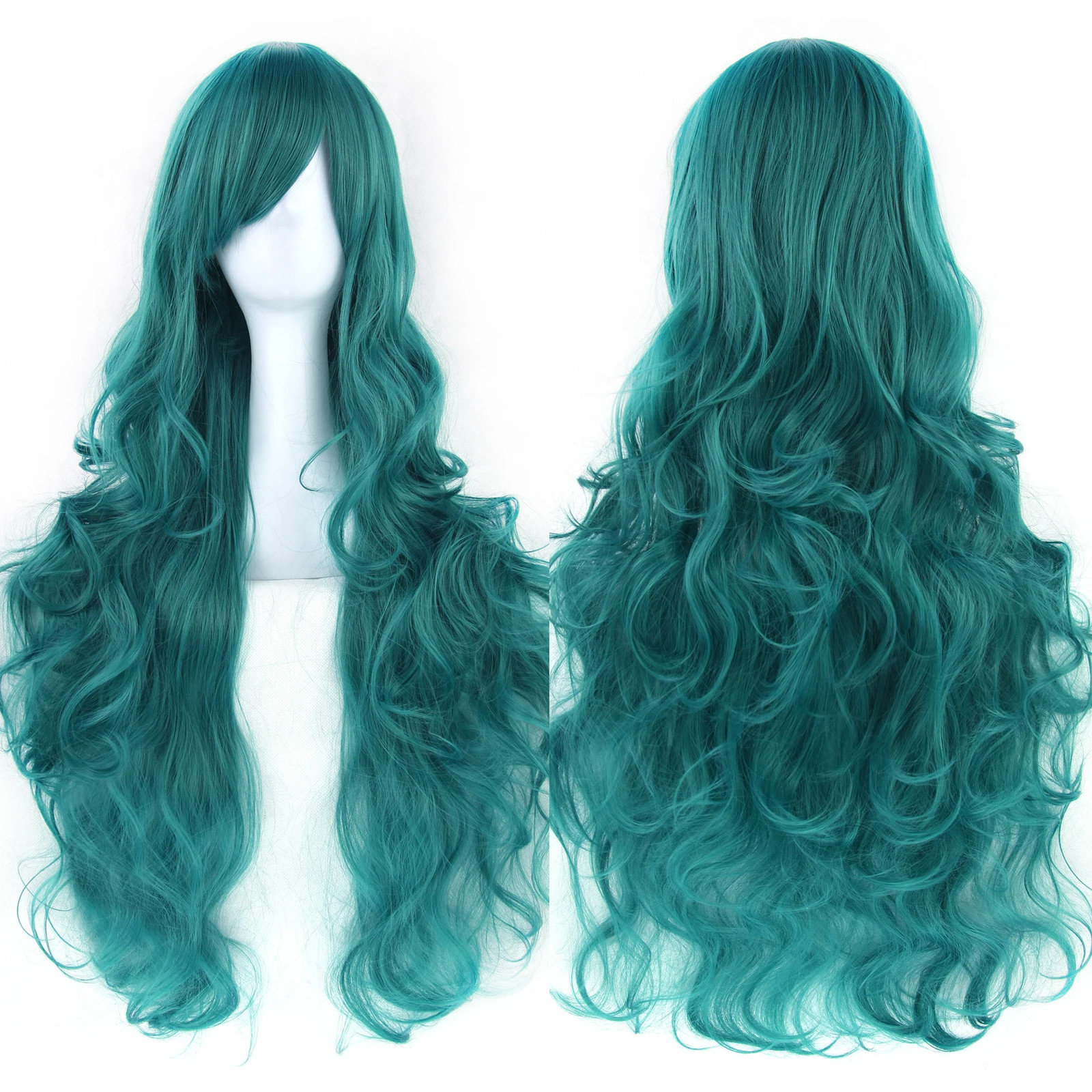 Soowee Curly Long Synthetic Green Wig Pink Black Party Cosplay Wigs Women