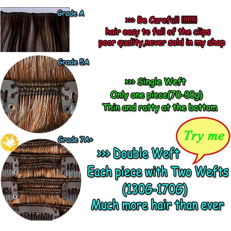 Balayage Thick DOUBLE WEFTS Clip In Human Remy Hair Extensions Full Head WAVY US