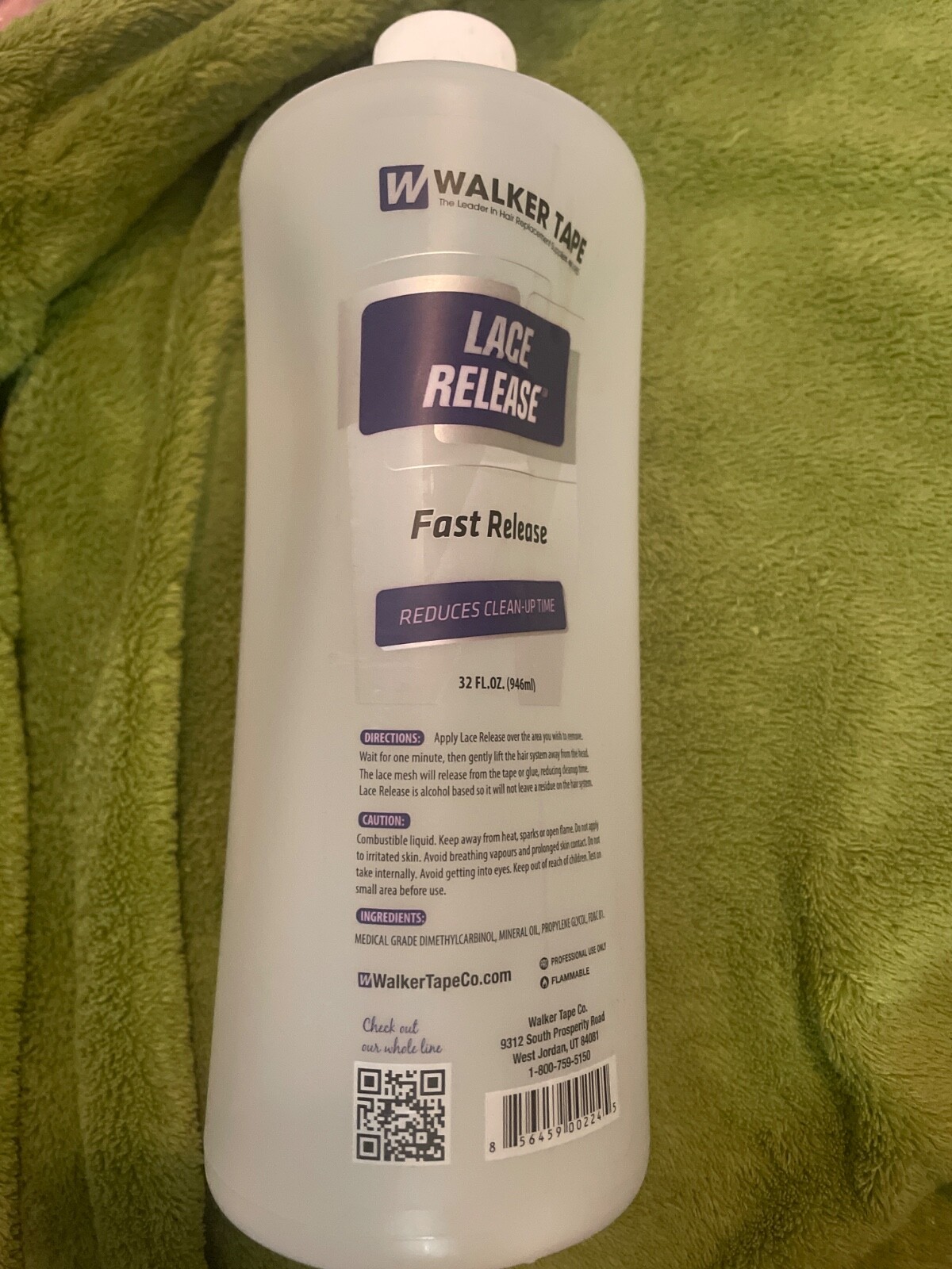 WALKER TAPE LACE RELEASE 32OZ GLUE ADHESIVE REMOVER 1 QUART BOTTLE- NEW & SEALED
