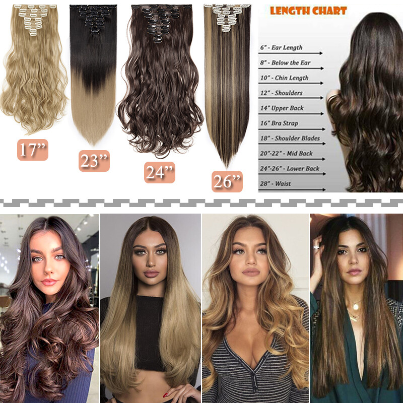 Mega Thick Clip In/On Real as Human Hair Extensions Full Head 8 Piece Ombre 140g